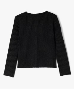 Gilet en maille côtelée pailletée fille